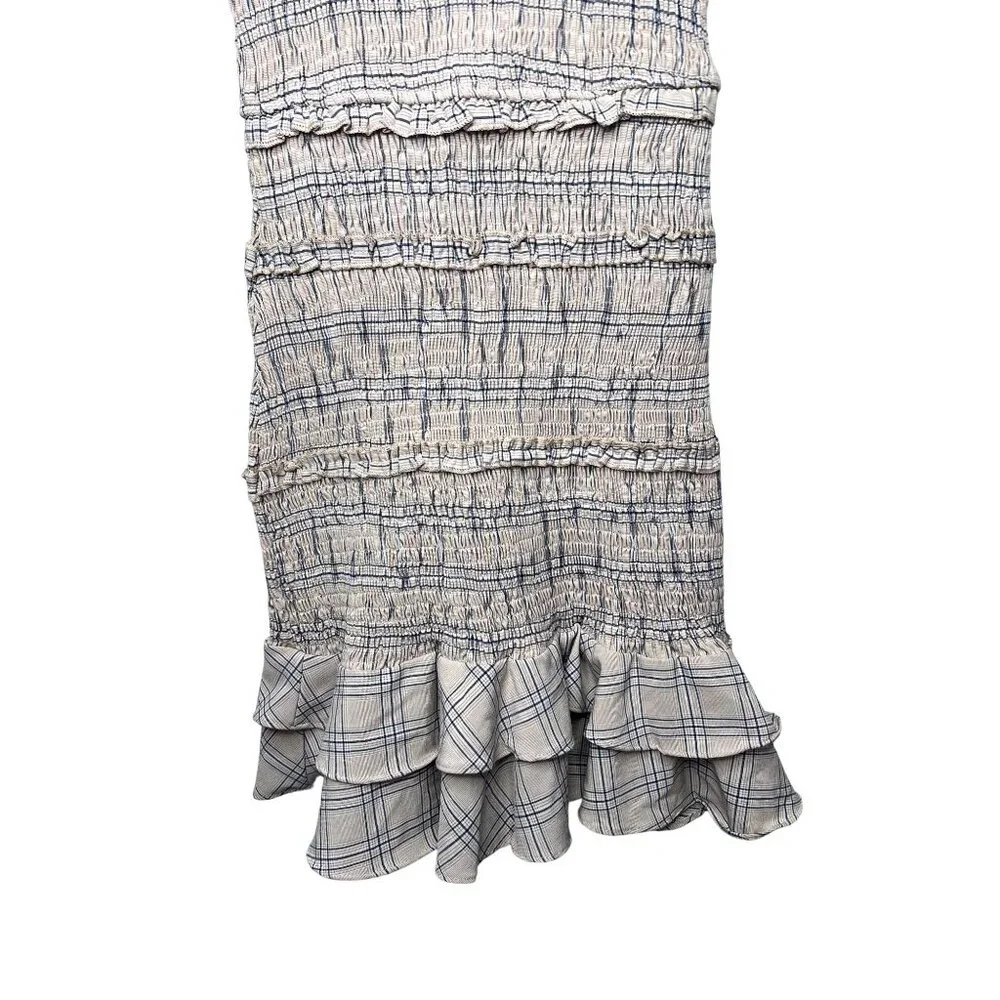 Lulus Out and About Blush Plaid Smocked Ruffled Mini Dress Size small - Picture 9 of 13